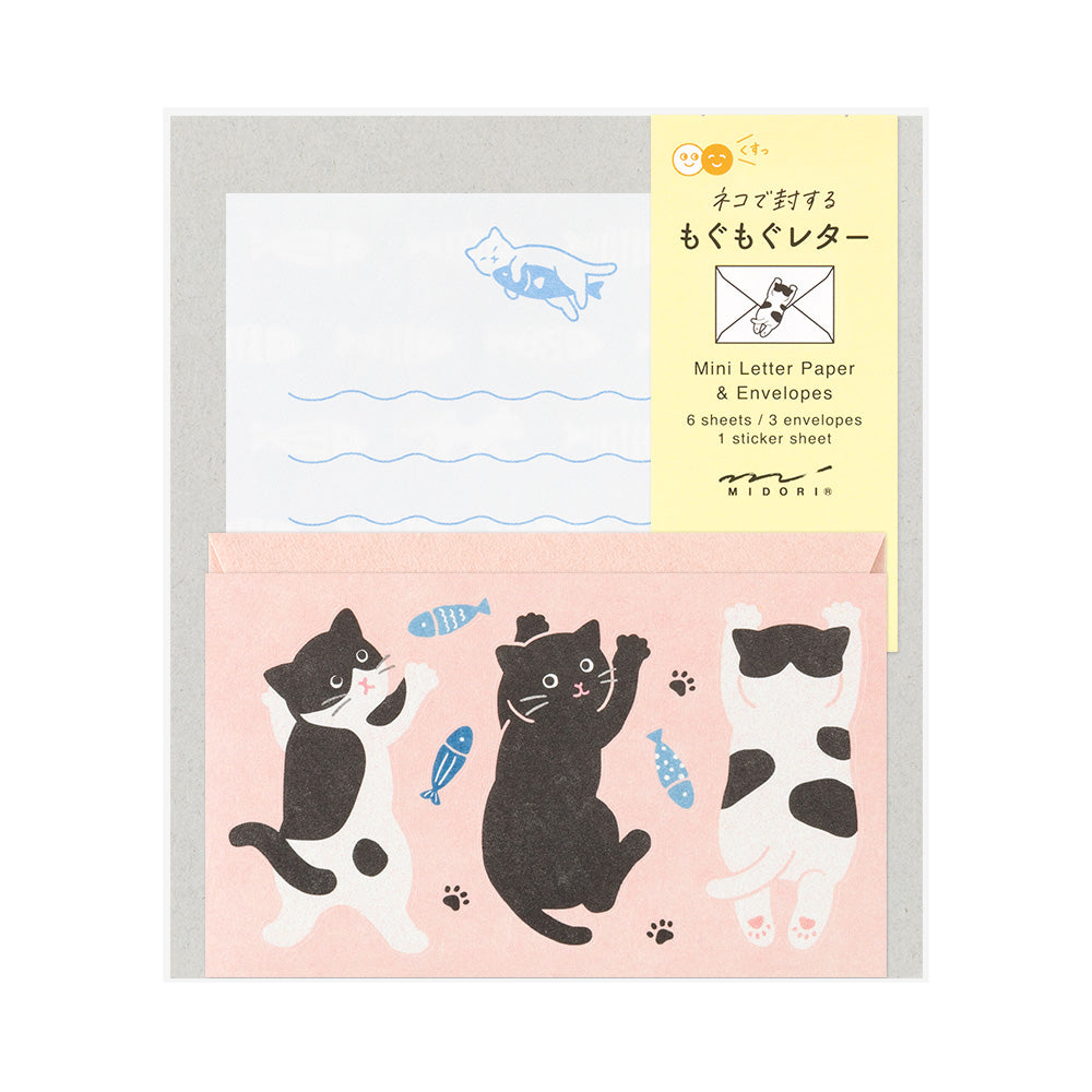 Midori Mini Letter Writing Paper &amp; Envelope Set - Hungry Cat By Penny Black