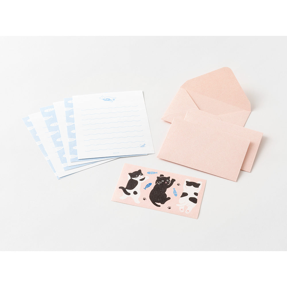 Midori Mini Letter Writing Paper &amp; Envelope Set - Hungry Cat By Penny Black