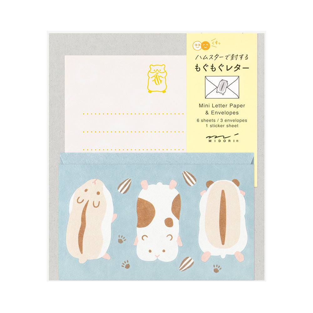 Midori Mini Letter Writing Paper &amp; Envelope Set - Hungry Hamster By Penny Black