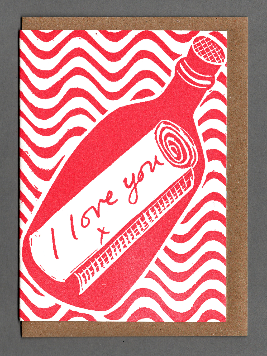I Love You Message in a Bottle Valentine's Day Card by penny black