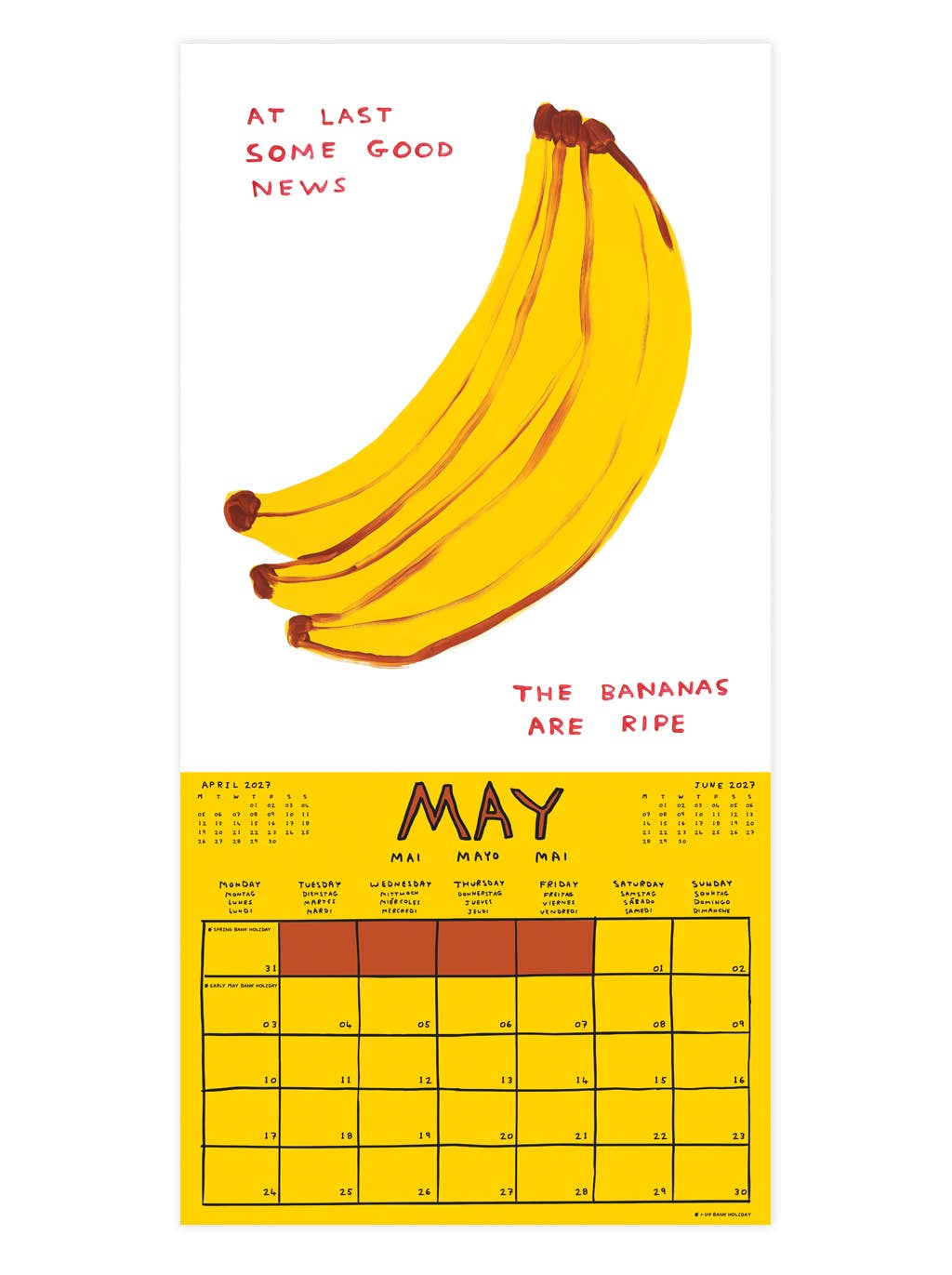 2027 David Shrigley Wall Calendar by penny black - May banana good news