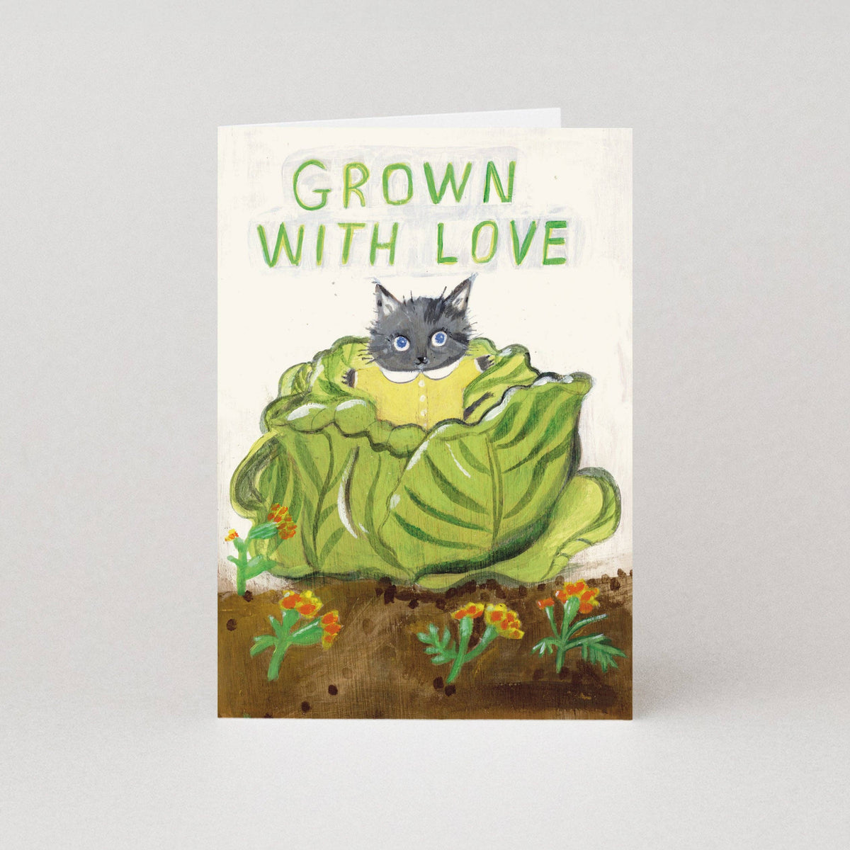 Grown With Love Cabbage Kitten New Baby Card by penny black