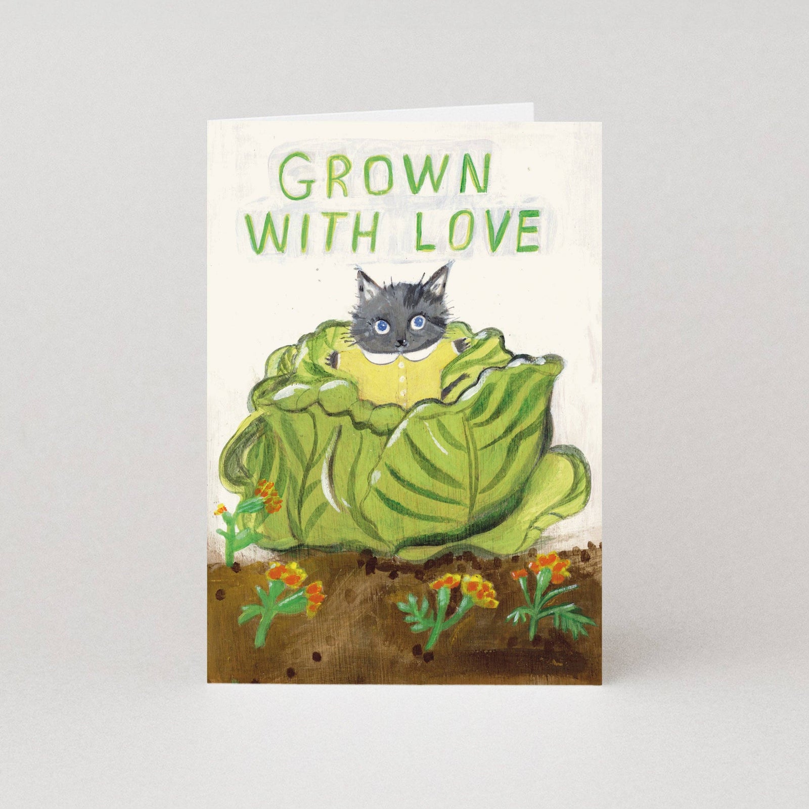 Grown With Love Cabbage Kitten New Baby Card by penny black