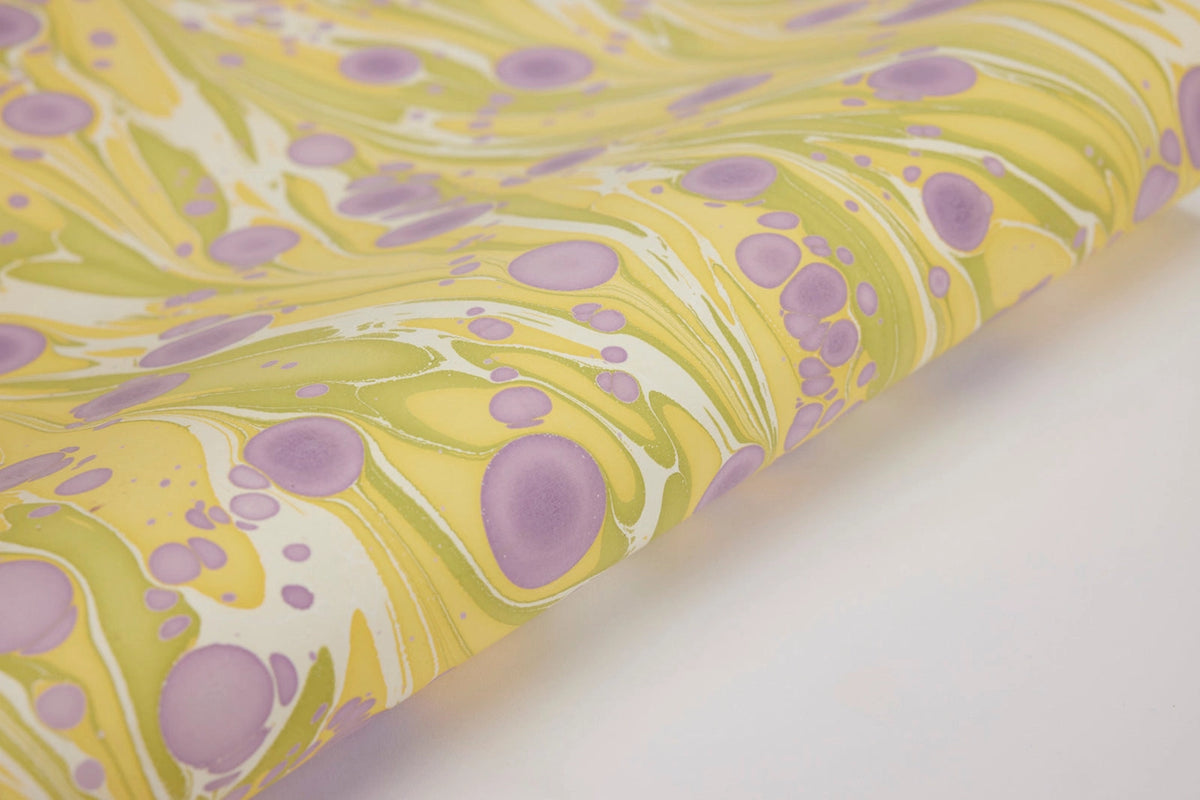 Wisteria Cosmos Hand Marbled Wrapping Paper Sheet