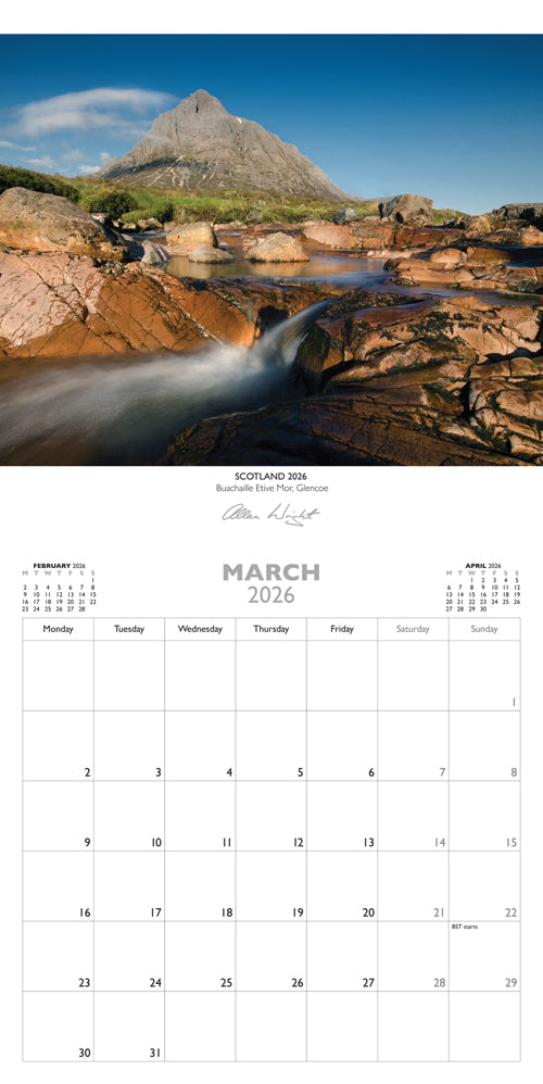 Allan Wright Scotland 2026 Calendar By Penny Black