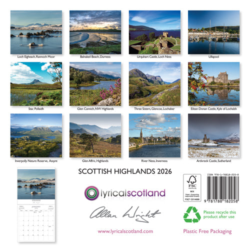 Allan Wright Scottish Highlands 2026 Calendar By Penny Black