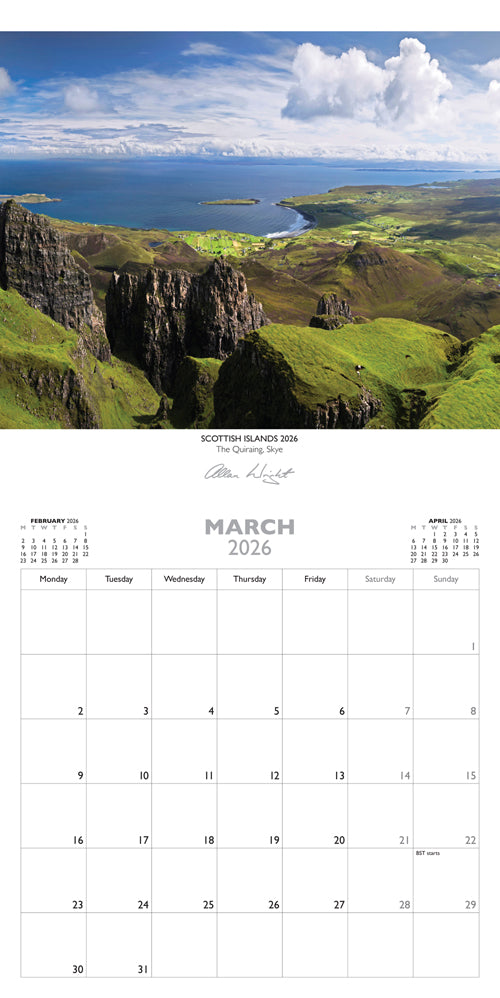 Allan Wright Scottish Islands 2026 Calendar By Penny Black
