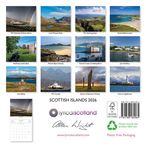 Allan Wright Scottish Islands 2026 Calendar By Penny Black