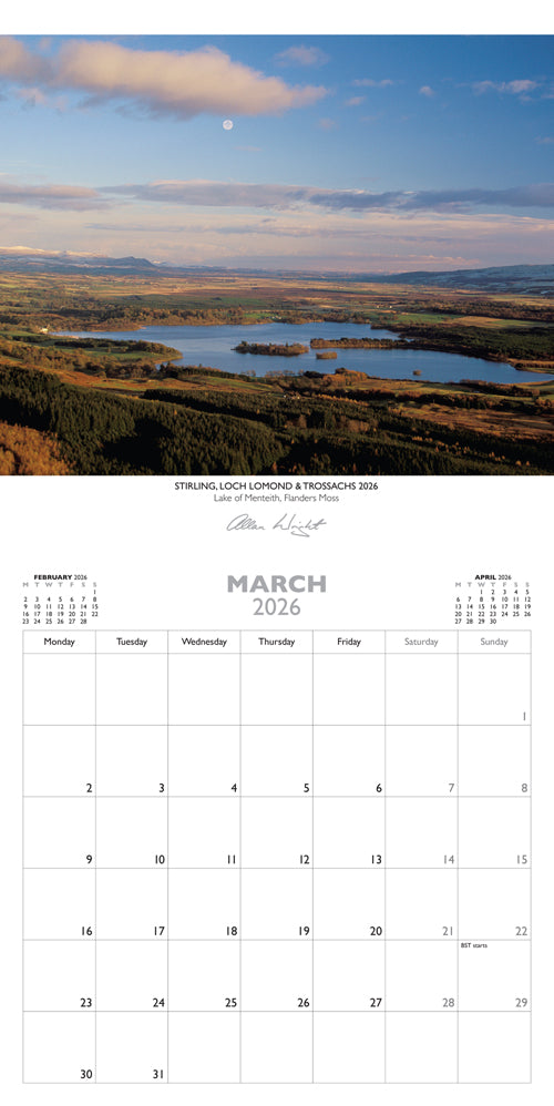 Allan Wright Stirling, Loch Lomond &amp; The Trossachs 2026 Calendar By Penny Black