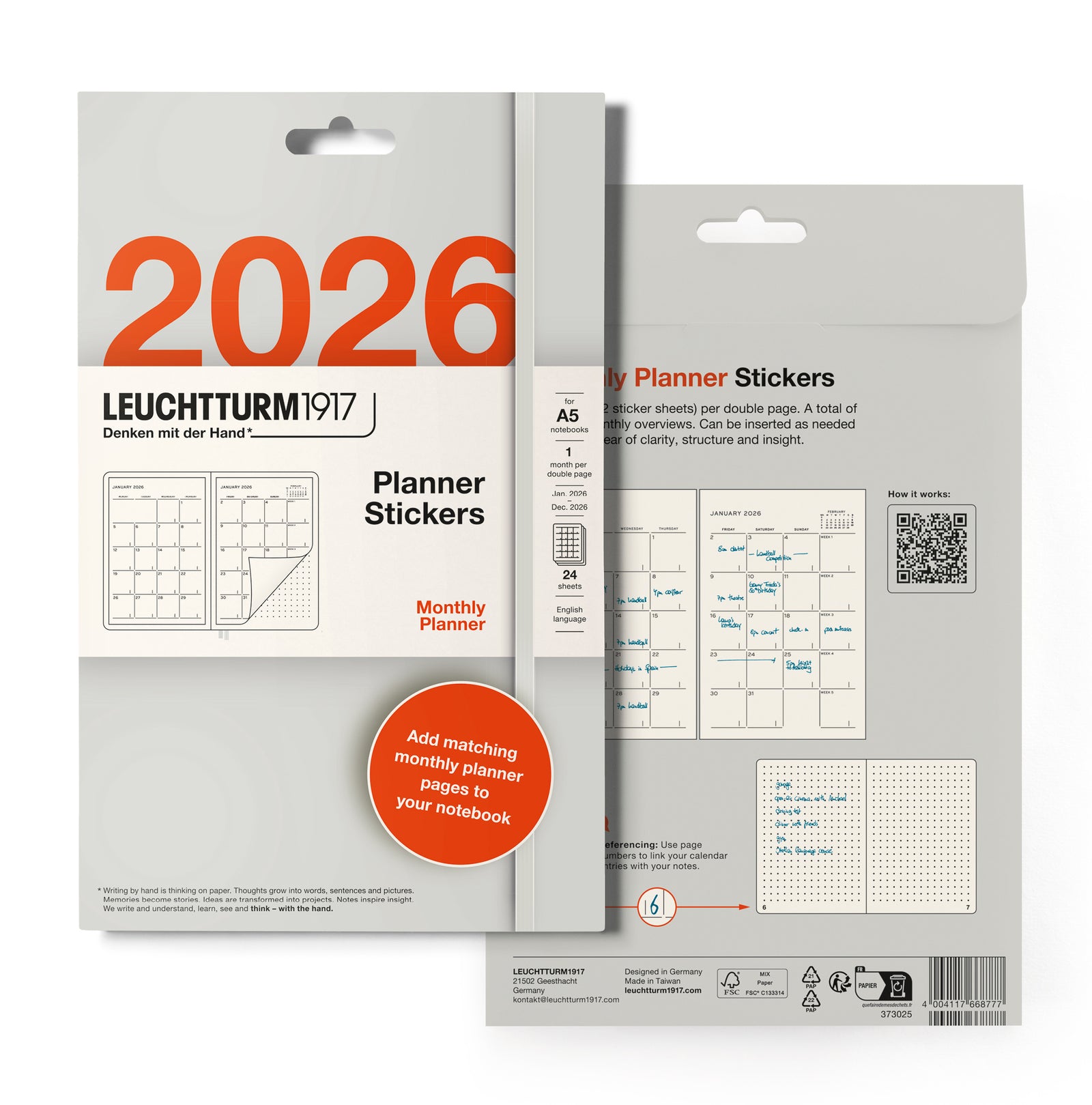 LEUCHTTURM1917 Self-Stick Planner Stickers 2026 - Monthly By Penny Black