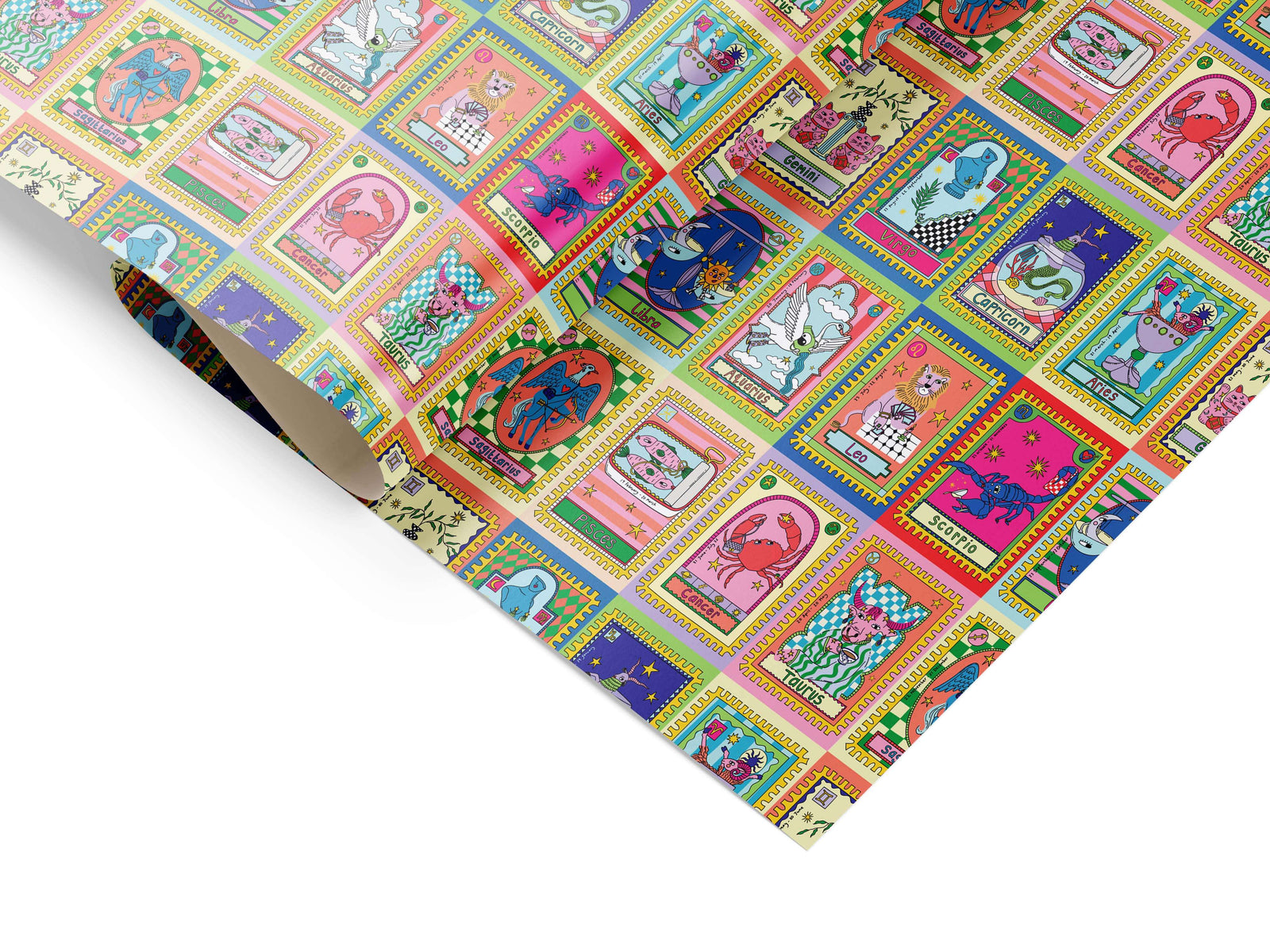 Zodiac Wrapping Paper Sheet by penny black shown folded