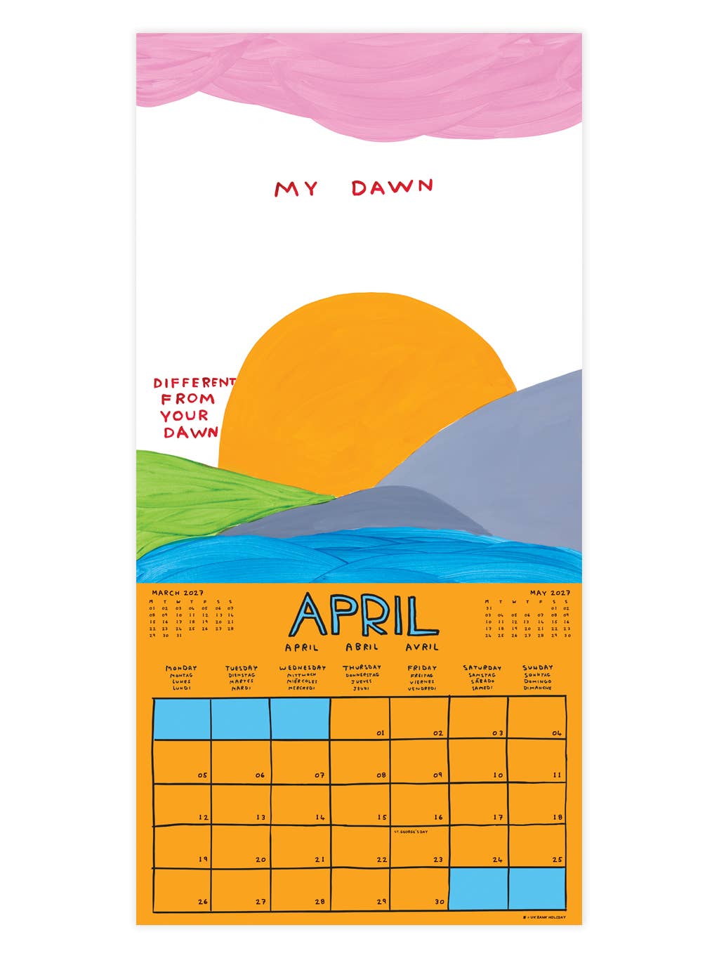 2027 David Shrigley Wall Calendar by penny black - April dawn