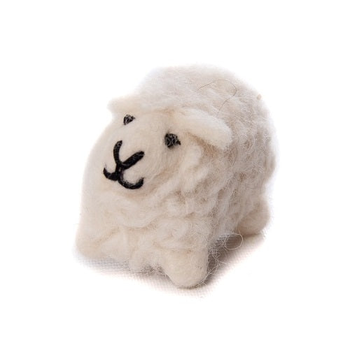 Colourful Sheep Wool Felt Handmade Hanging Decoration by penny black showing a white sheep