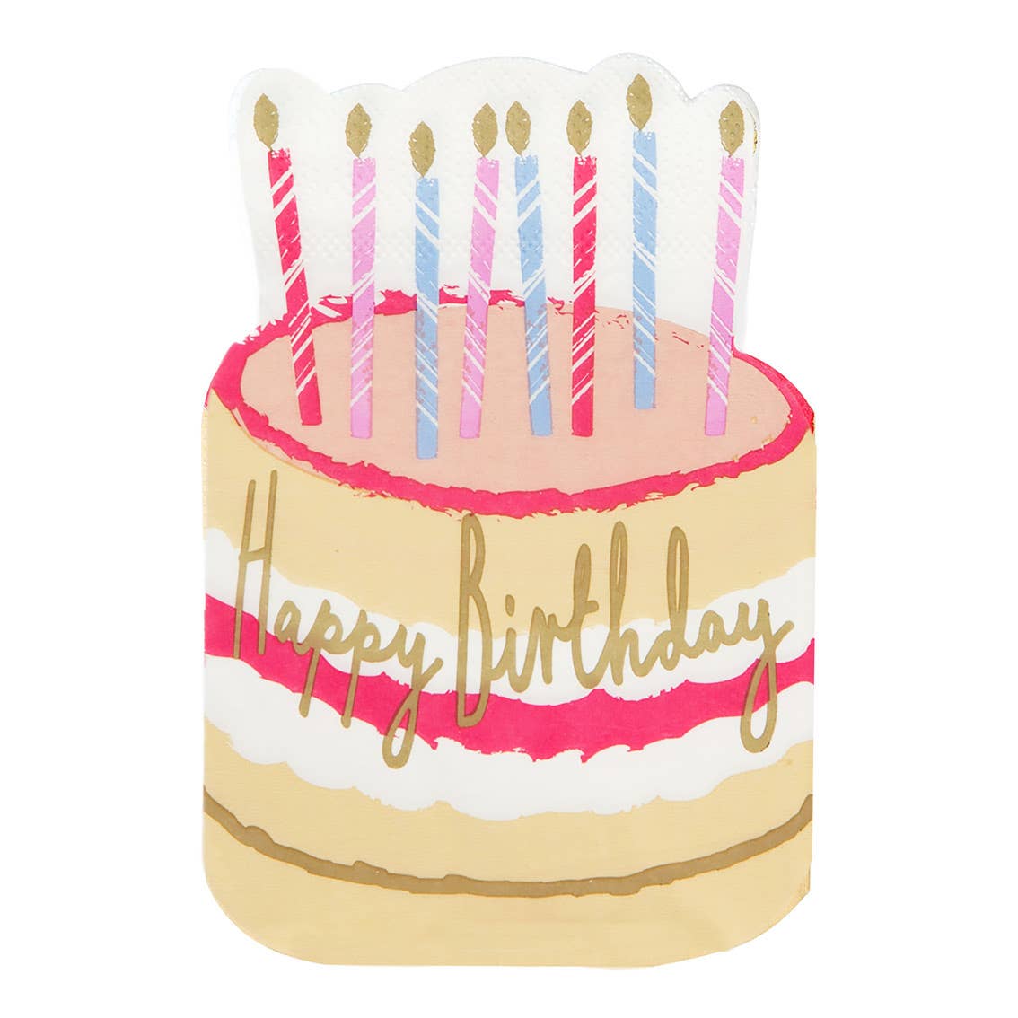 Pink Icing Birthday Cake Shaped Napkins - 20 Pack