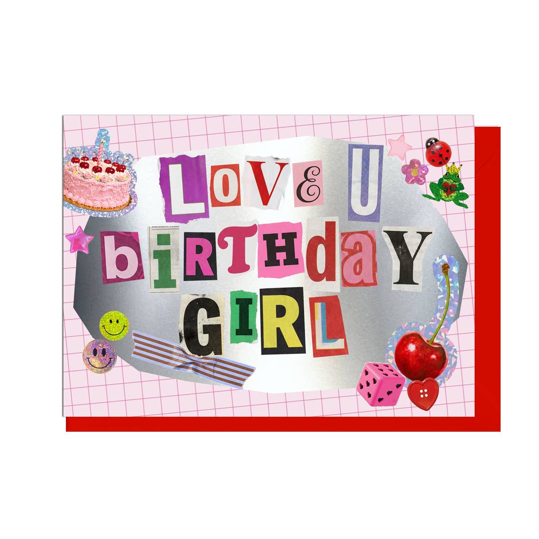 Love U Birthday Girl Junk Journal Card by penny black