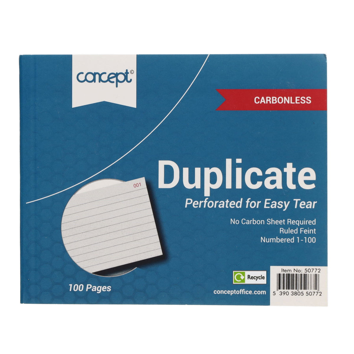 Concept Duplicate Book showing front cover with details of features by penny black