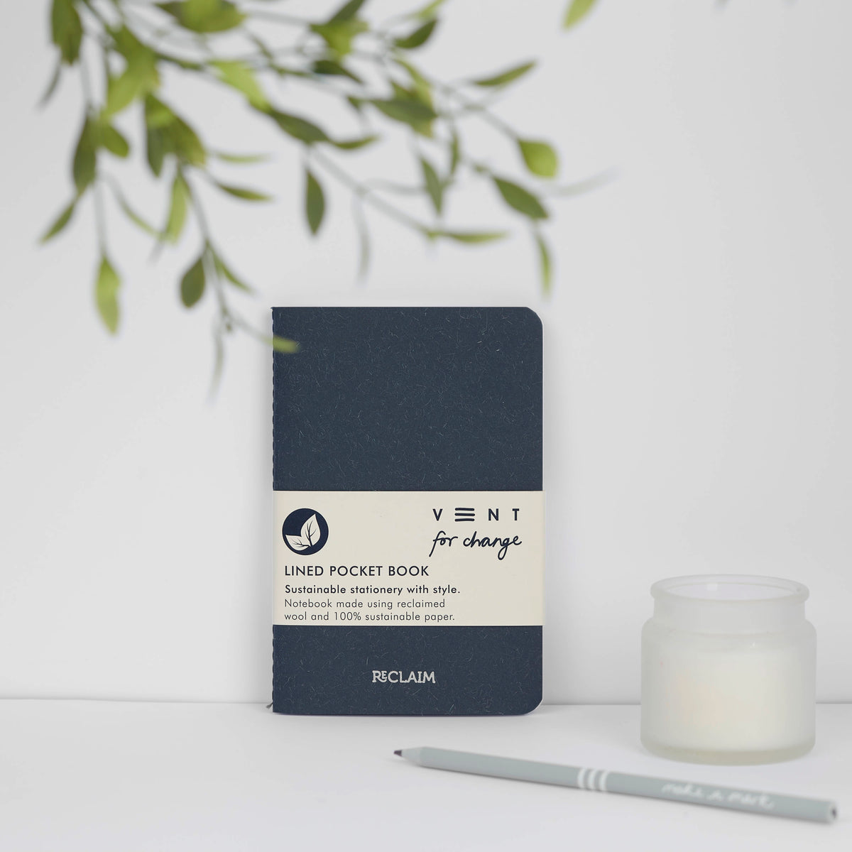 RECLAIM Recycled A6 Lined Notebook in navy by penny black