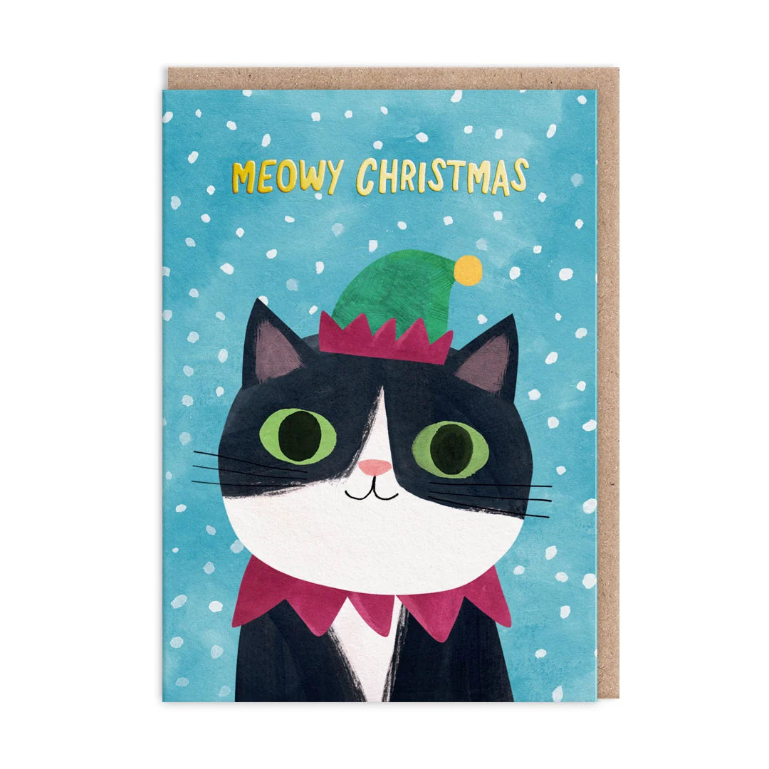 Angela Rozelaar Elf Hat Kitty Christmas Card By Penny Black