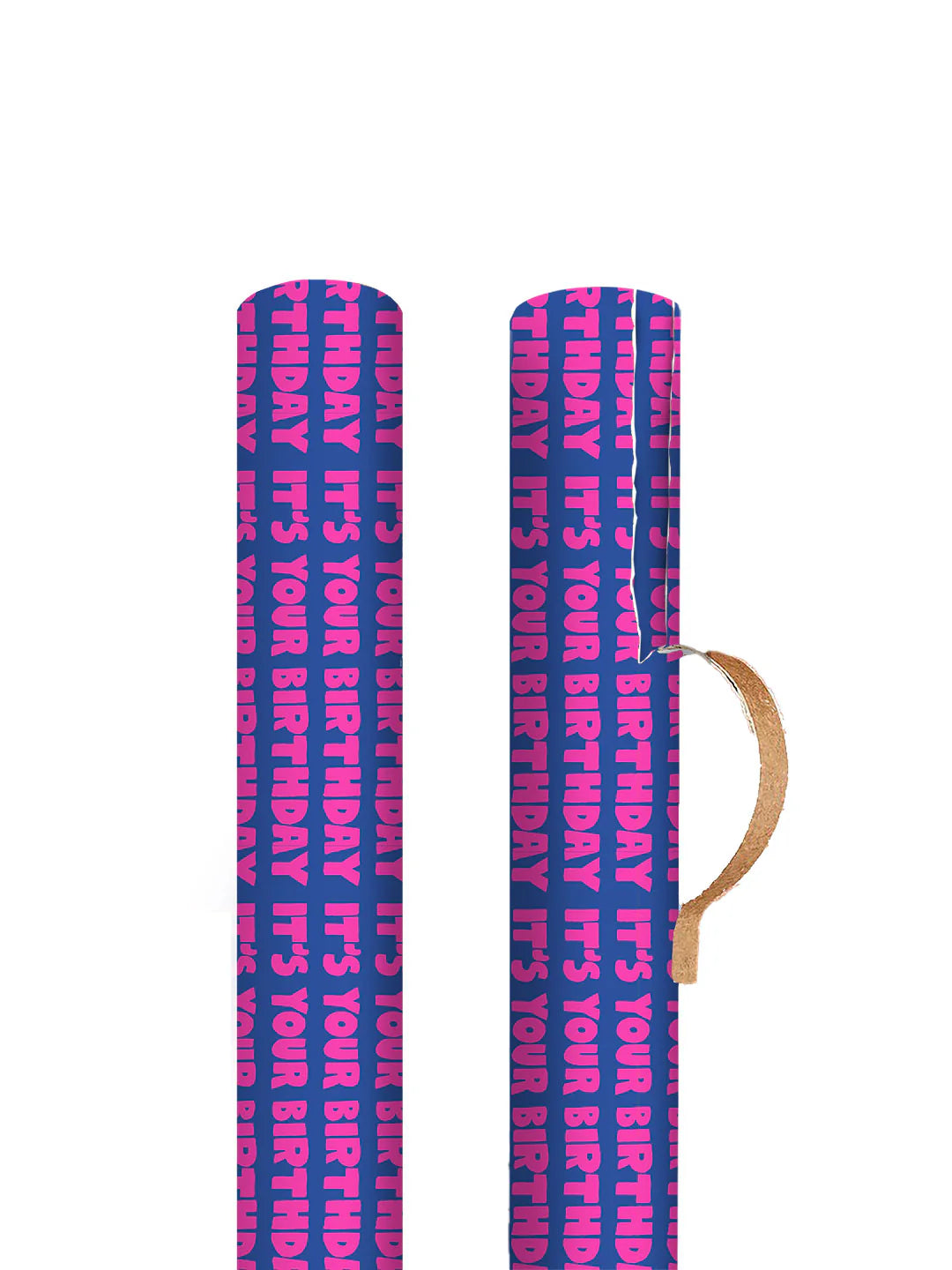 It&#39;s Your Birthday Ashkahn Gift Wrapping Paper Roll showing roll and how to remove outer layer of paper by penny black