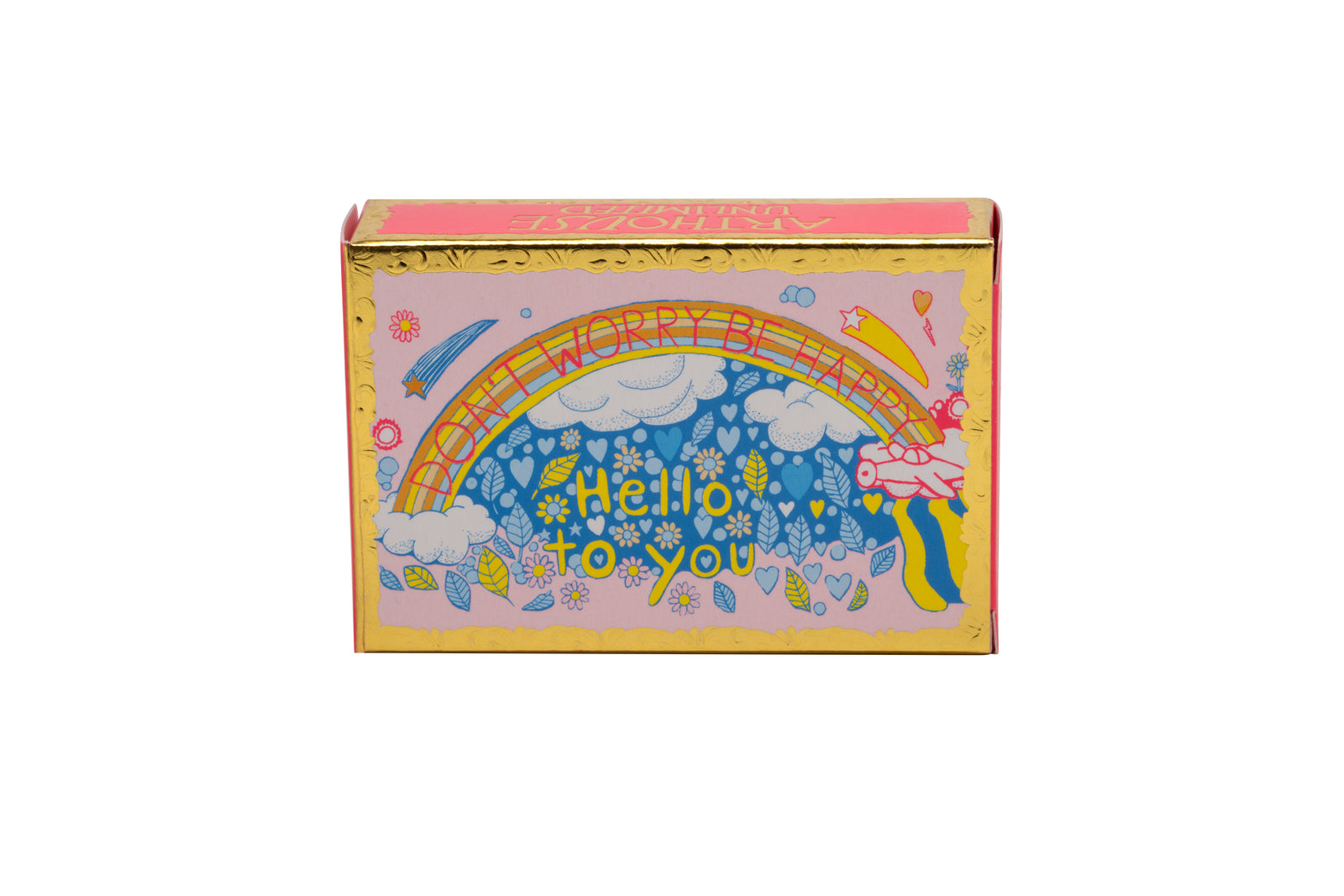 Plant-Based Cold Pressed Soap Bar in gold packaging - Be Happy by arthouse unlimited at penny black