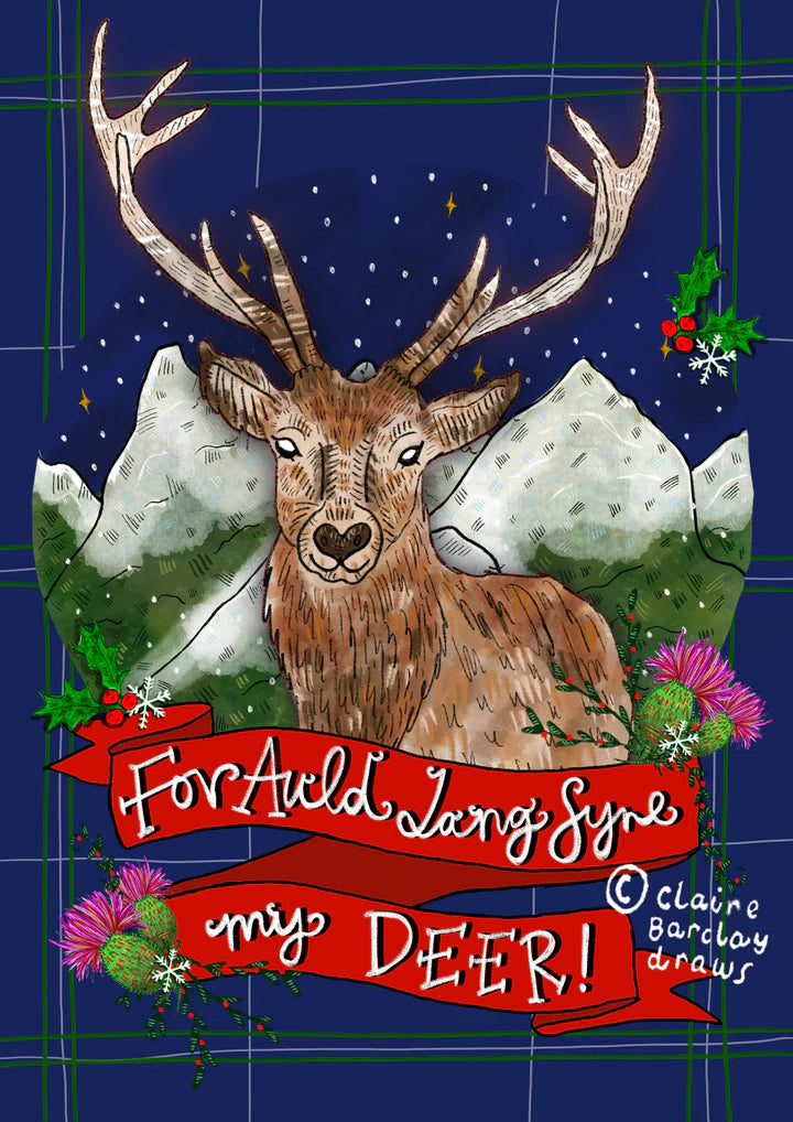 Auld Lang Syne My Deer Scottish Christmas Card by penny black