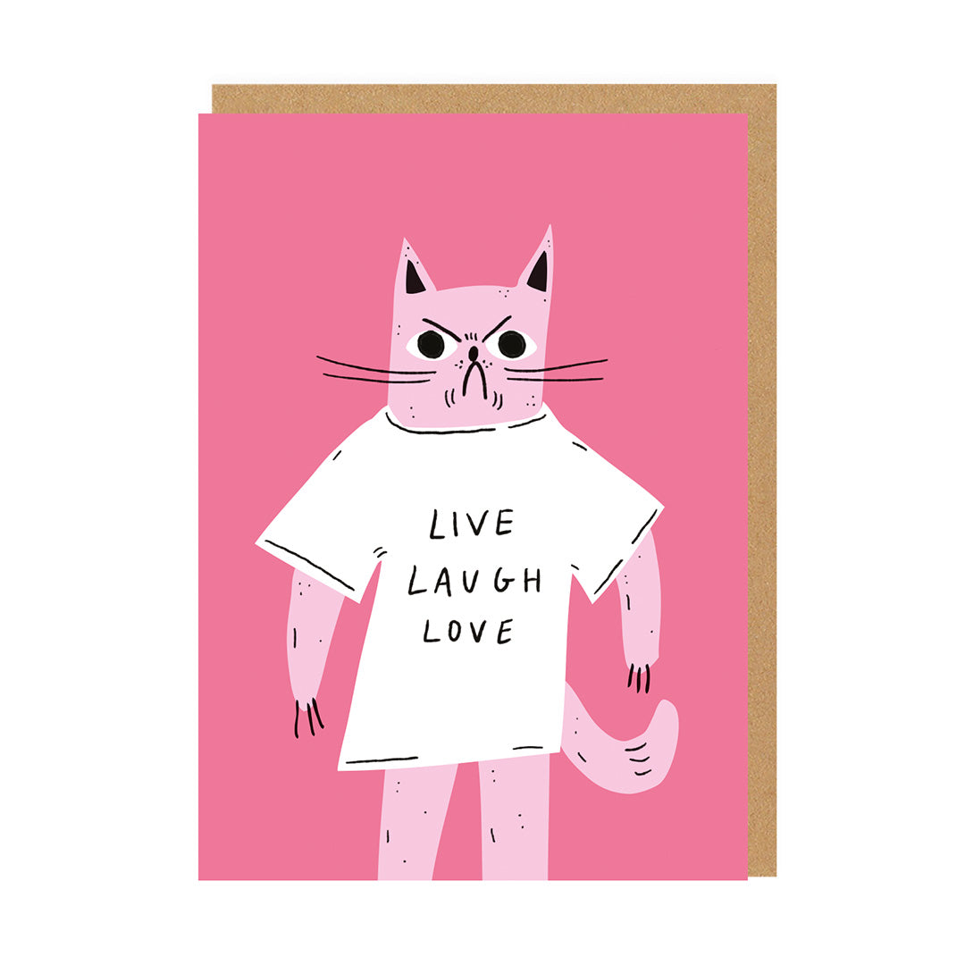 Live Laugh Love Cat Tshirt Card By Penny Black