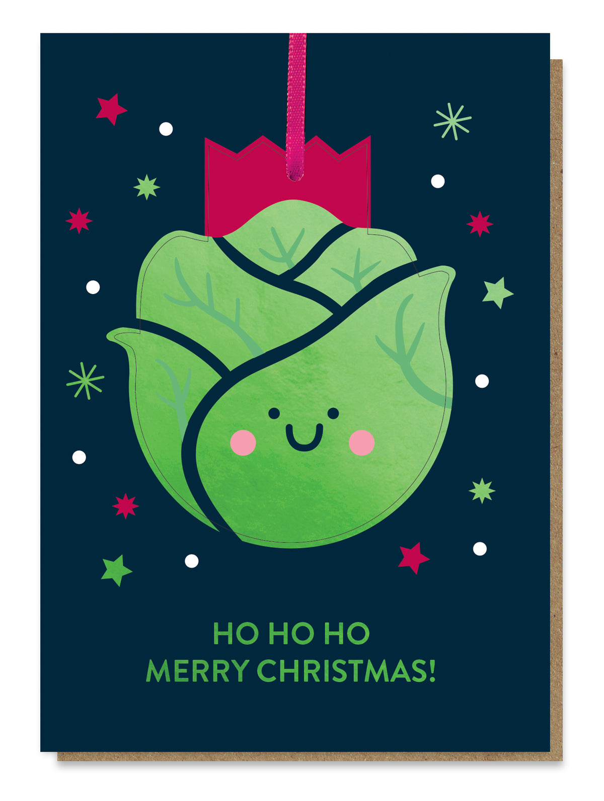 Brussels Sprout Letterpress Bauble Christmas Card By Penny Black