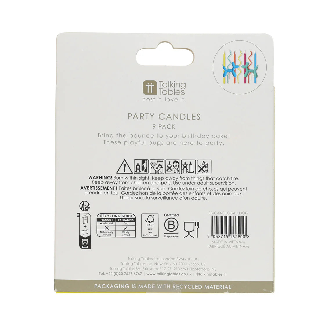 Balloon Dog Birthday Candles - 9 Pack By Penny Black