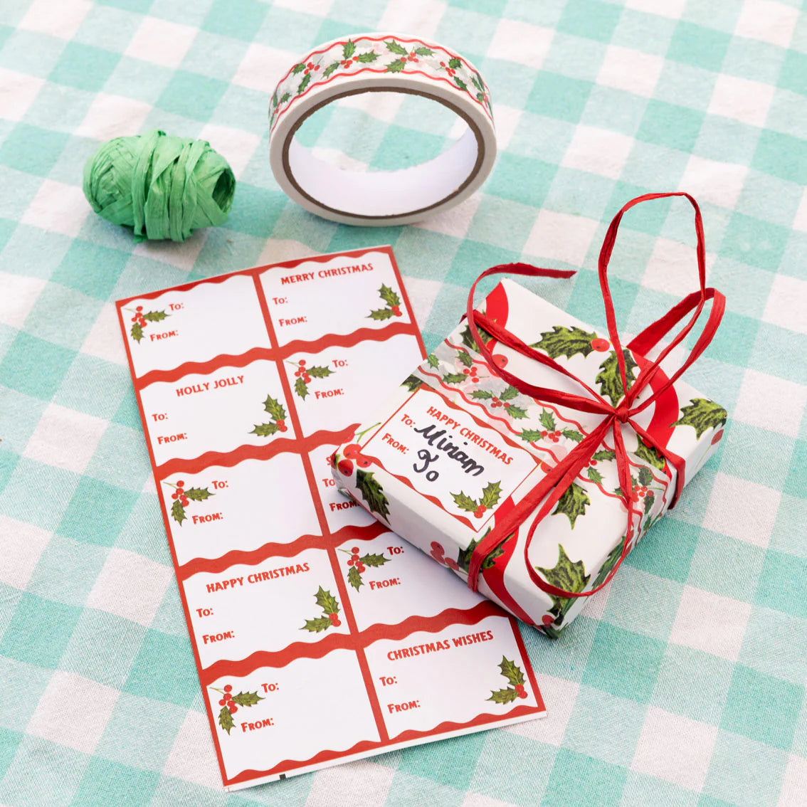Botanical Holly Christmas Gift Label Stickers 50 Pk By Penny Black