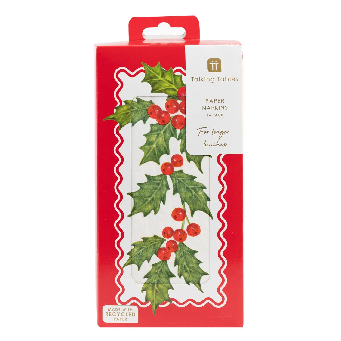 Botanical Holly Long Paper Napkins 16 Pack By Penny Black