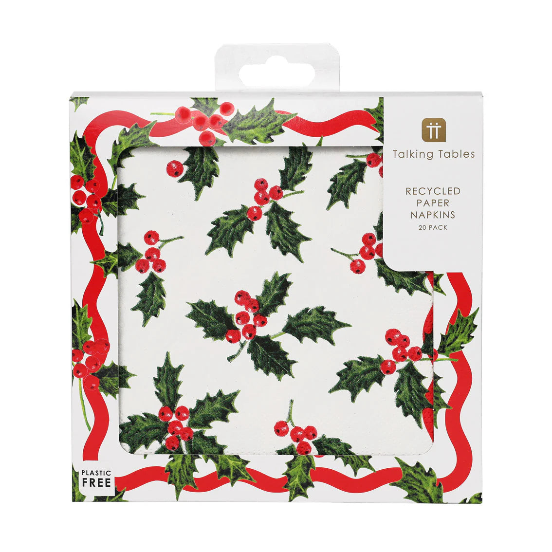 Holly White Christmas Paper Napkins 20 Pk By Penny Black