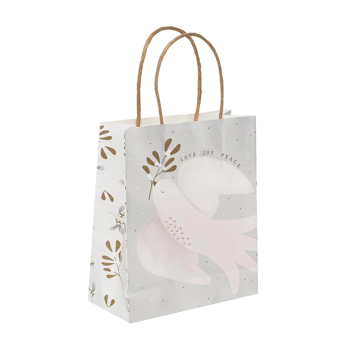 Mistletoe White Dove Christmas Paper Gift Bag - 8 Pk By Penny Black