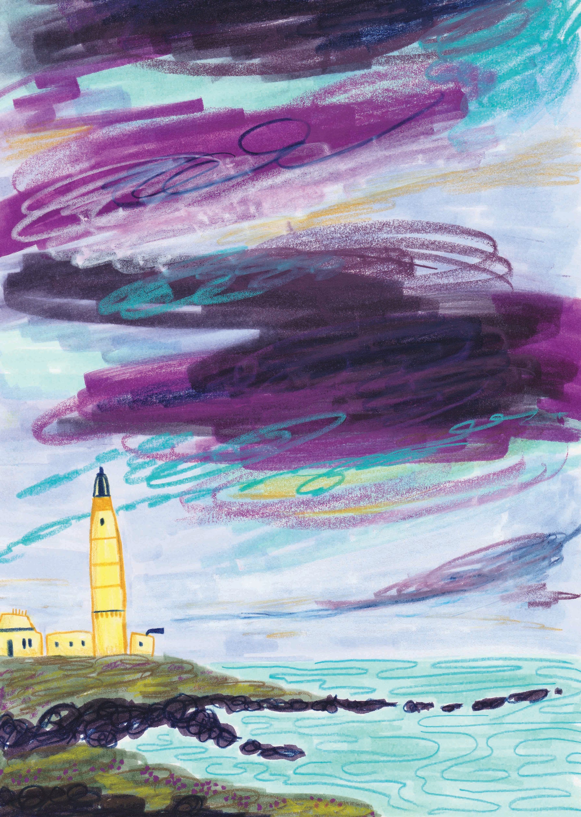 Corsewall Lighthouse Scottish Landscape Art Card by joy jen at penny black