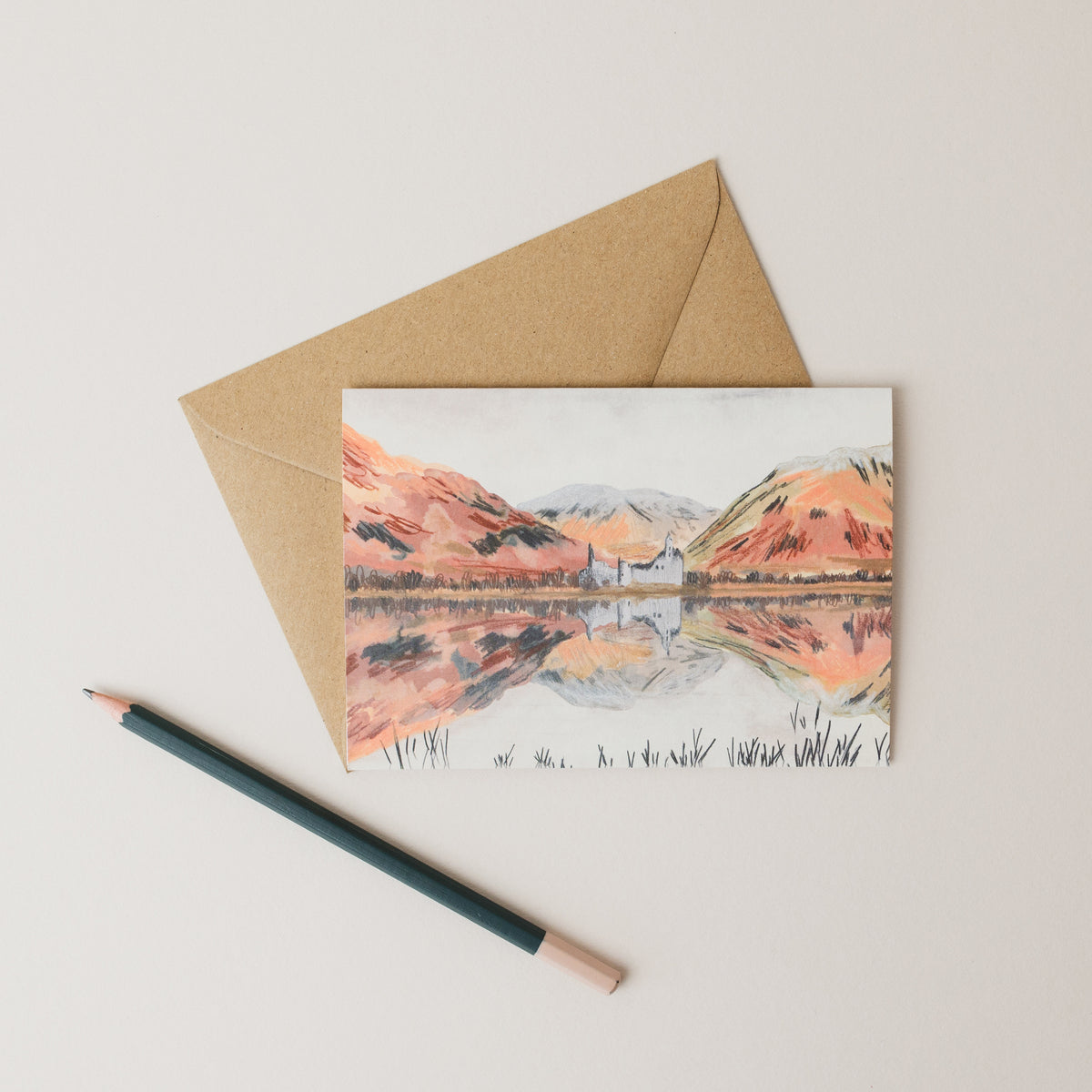 Ruin Reflections Landscape Art Card by penny black