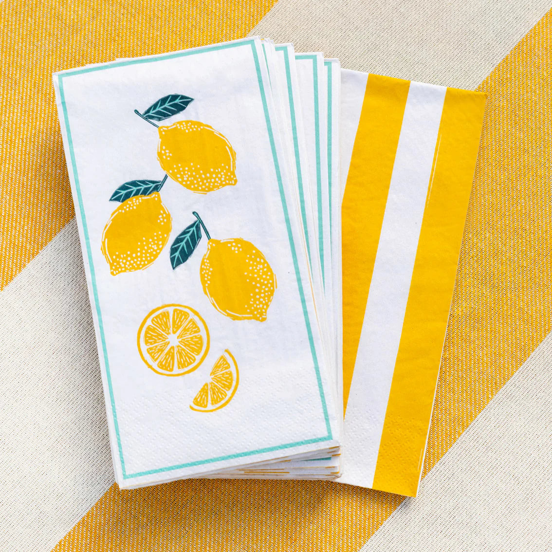 Lemon Long Lunch Paper Napkins 16 Pack By Penny Black