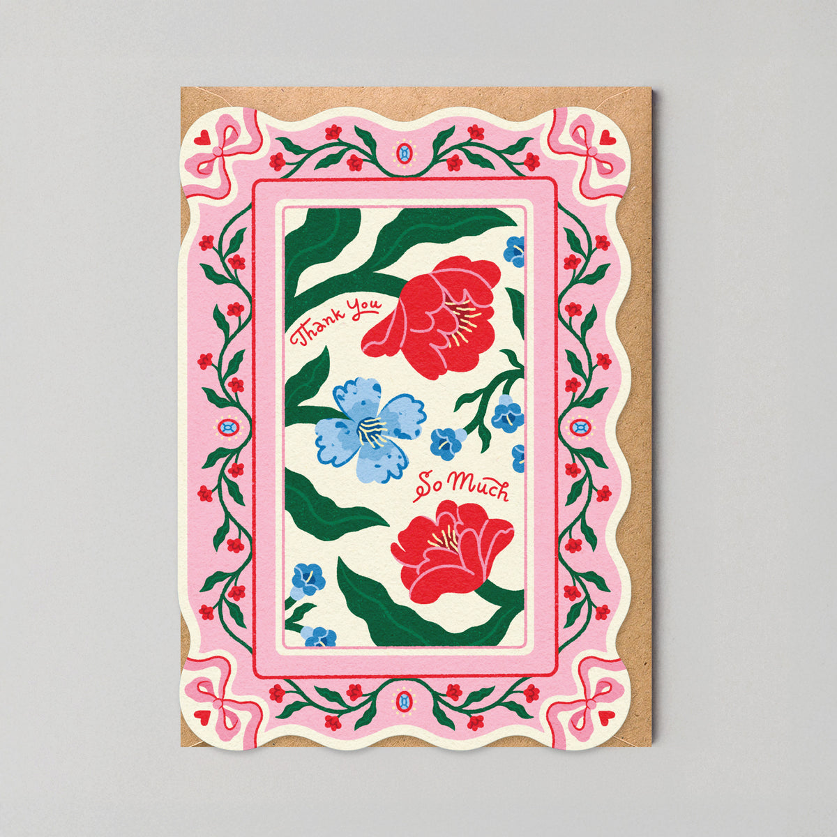 Thank You So Much Floral Scalloped Edge Card By Penny Black