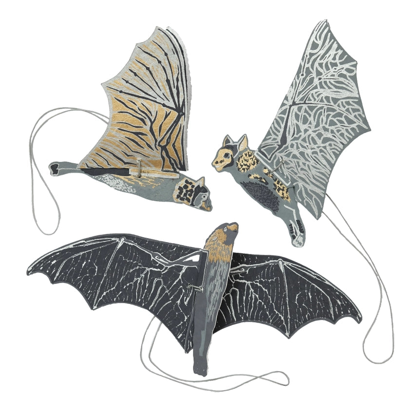 Bats 3D Screen Printed Paper Decorations by east end press at penny black