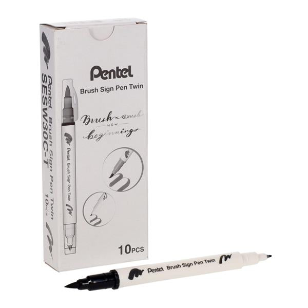 Pentel Brush Sign Pen Twin Tip - Black by penny black