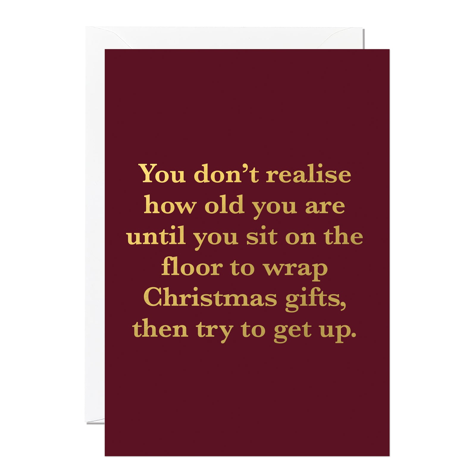 Sit On The Floor To Wrap Funny Christmas Card By Penny Black