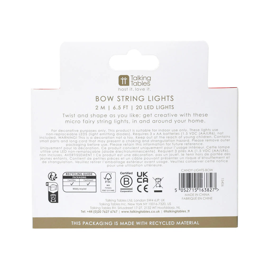 Candy Christmas Bow 2m String Lights By Penny Black
