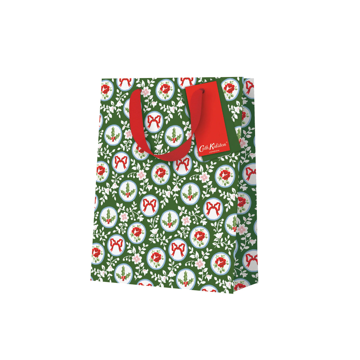 Cath Kidston Holly & Roses Medium Christmas Gift Bag By Penny Black