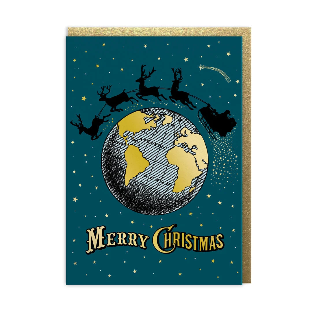 Chase & Wonder Vintage Globe Christmas Card By Penny Black
