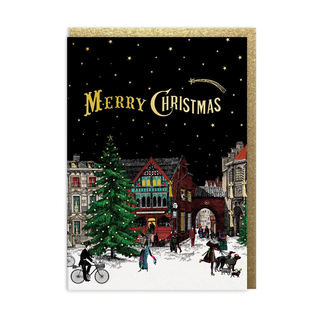 Chase & Wonder Snowy Village Christmas Card By Penny Black