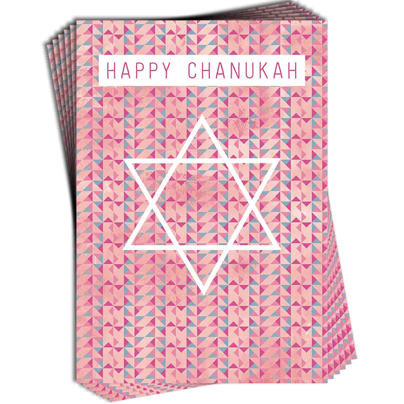 Pink Geometric Happy Chanukah Cards 6 Pk