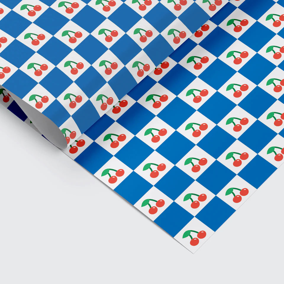Retro Cherry Chequerboard Single Giftwrap Sheet From Penny Black