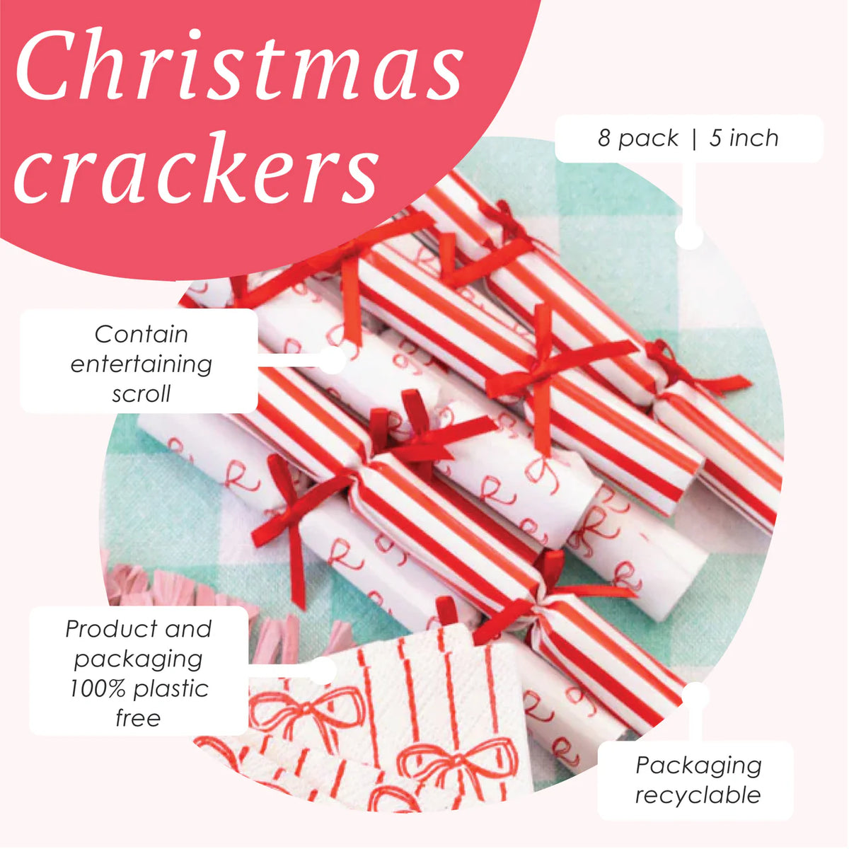 Candy Christmas Saucer Crackers 8 Pk By Penny Black