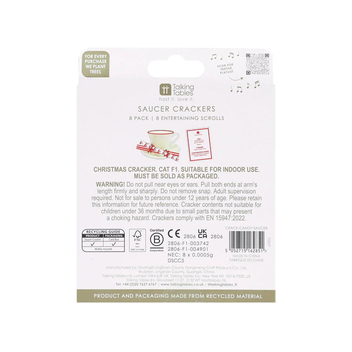 Candy Christmas Saucer Crackers 8 Pk By Penny Black