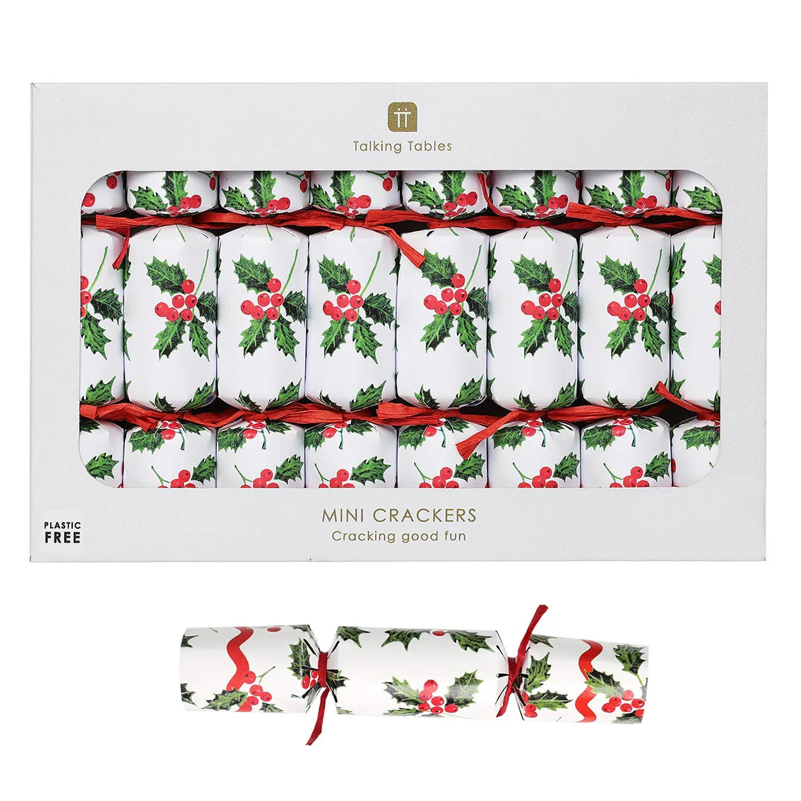Botanical Holly White Mini Christmas Crackers 8 Pk By Penny Black
