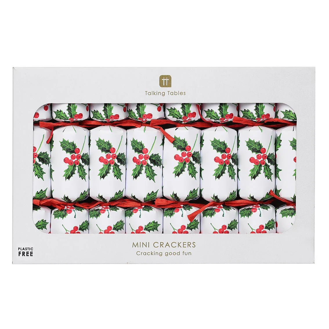 Botanical Holly White Mini Christmas Crackers 8 Pk By Penny Black