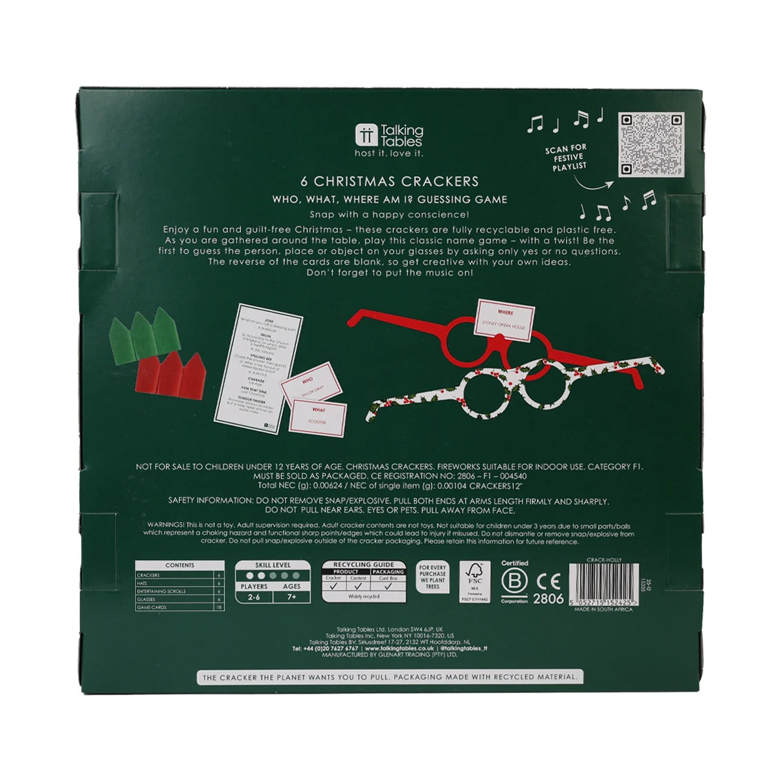 Botanical Holly White Christmas Crackers 6 Pk By Penny Black